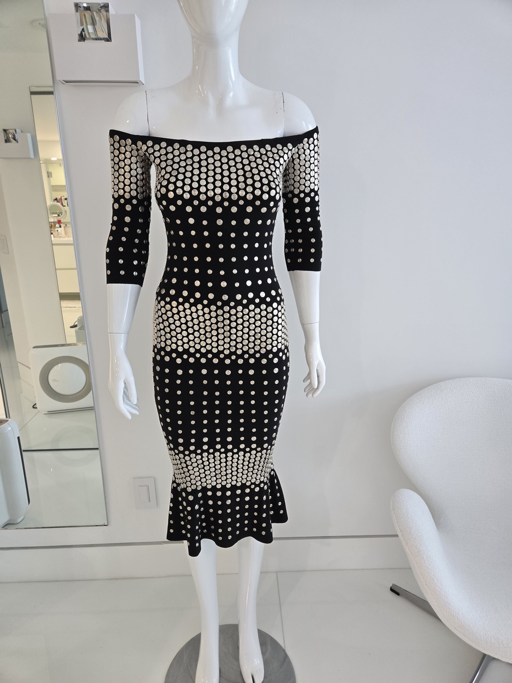 Norma Kamali Studded Dress, Size XS, Retail $1840